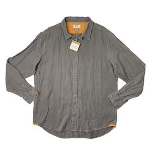 Ryan Michael Shirt Mens 2XL Grey Silk Linen Blend Button Up Long Sleeve Casual